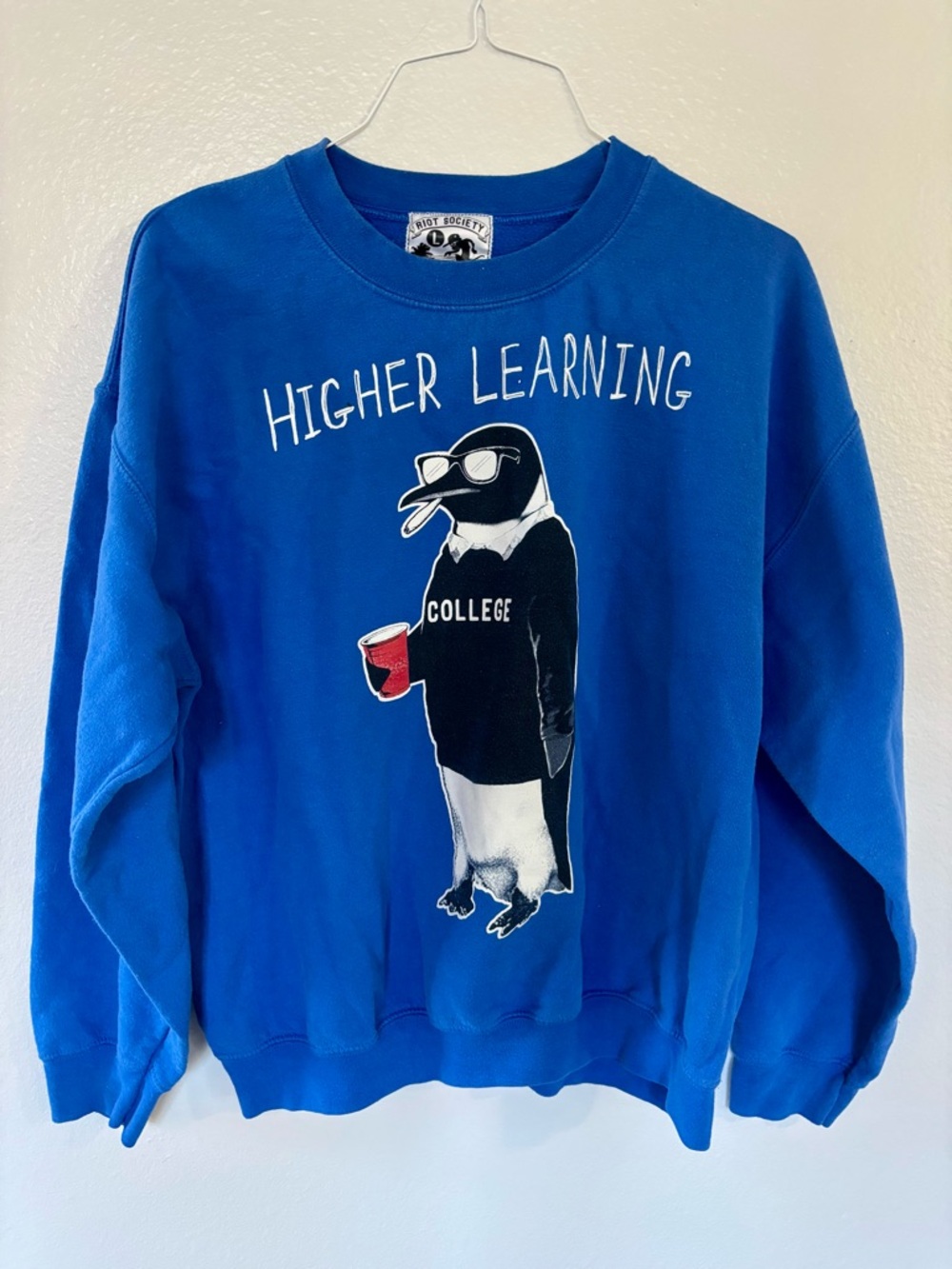 Higher Learning Blue Penguin Graphic Sweatshirt - Riot Society